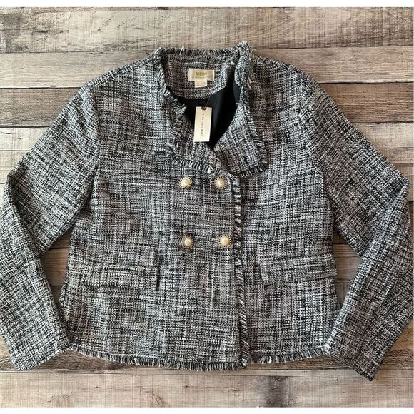 🍂NWT Anthropologie Maeve Double-Breasted Tweed Jacket | Size 12 - Picture 5 of 11